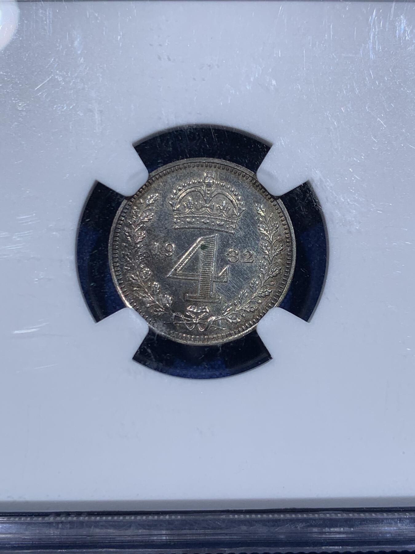 《竞宝斋》第425场 周日，周一  2场连拍 （全场包邮） 四枚一组 NGC UNC 英国1932年乔治五世灌足节一套（外拍编号保留，细节不错）