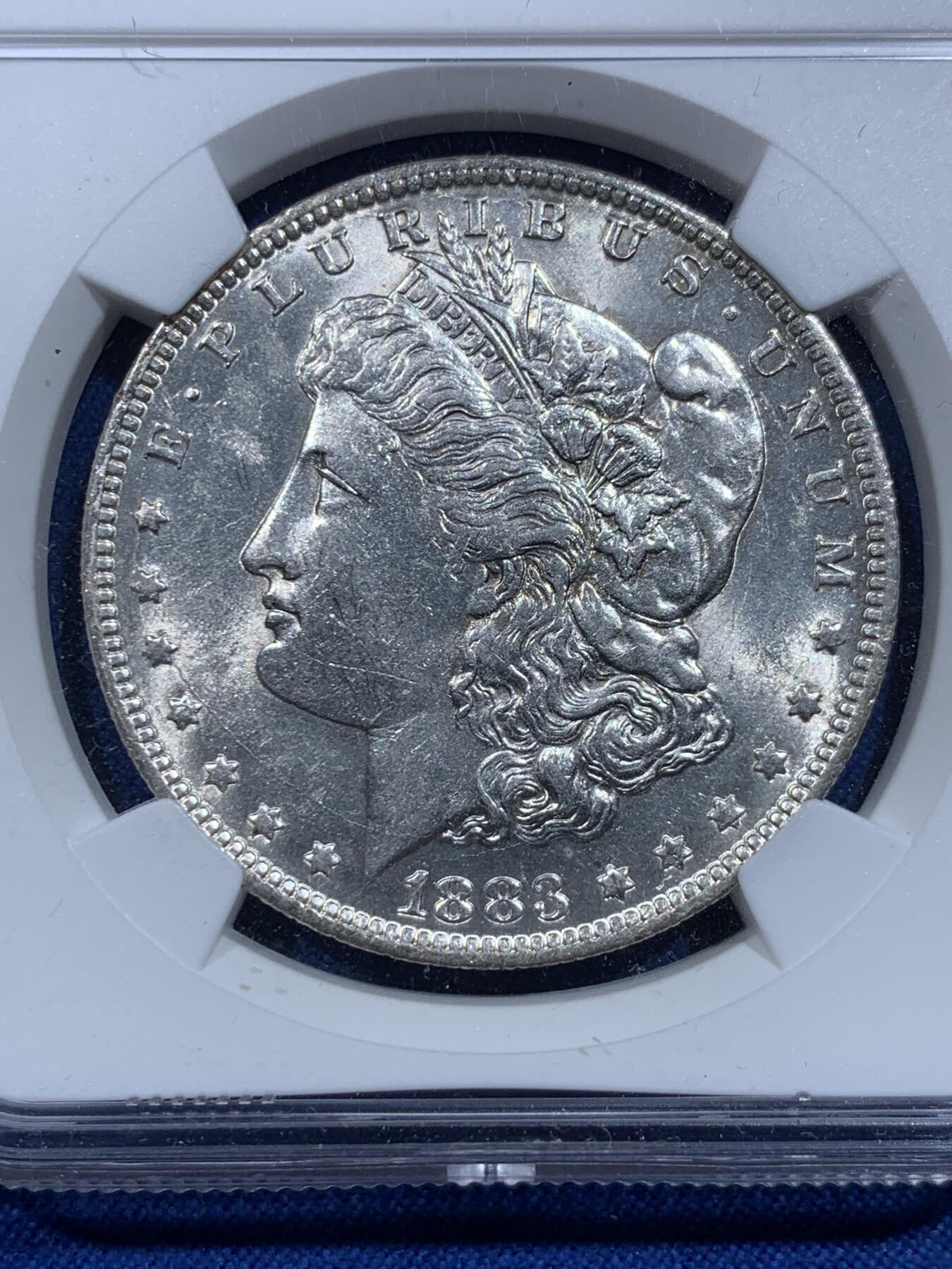《竞宝斋》第425场 周日，周一  2场连拍 （全场包邮） NGC UNC 1883年美国摩根银币