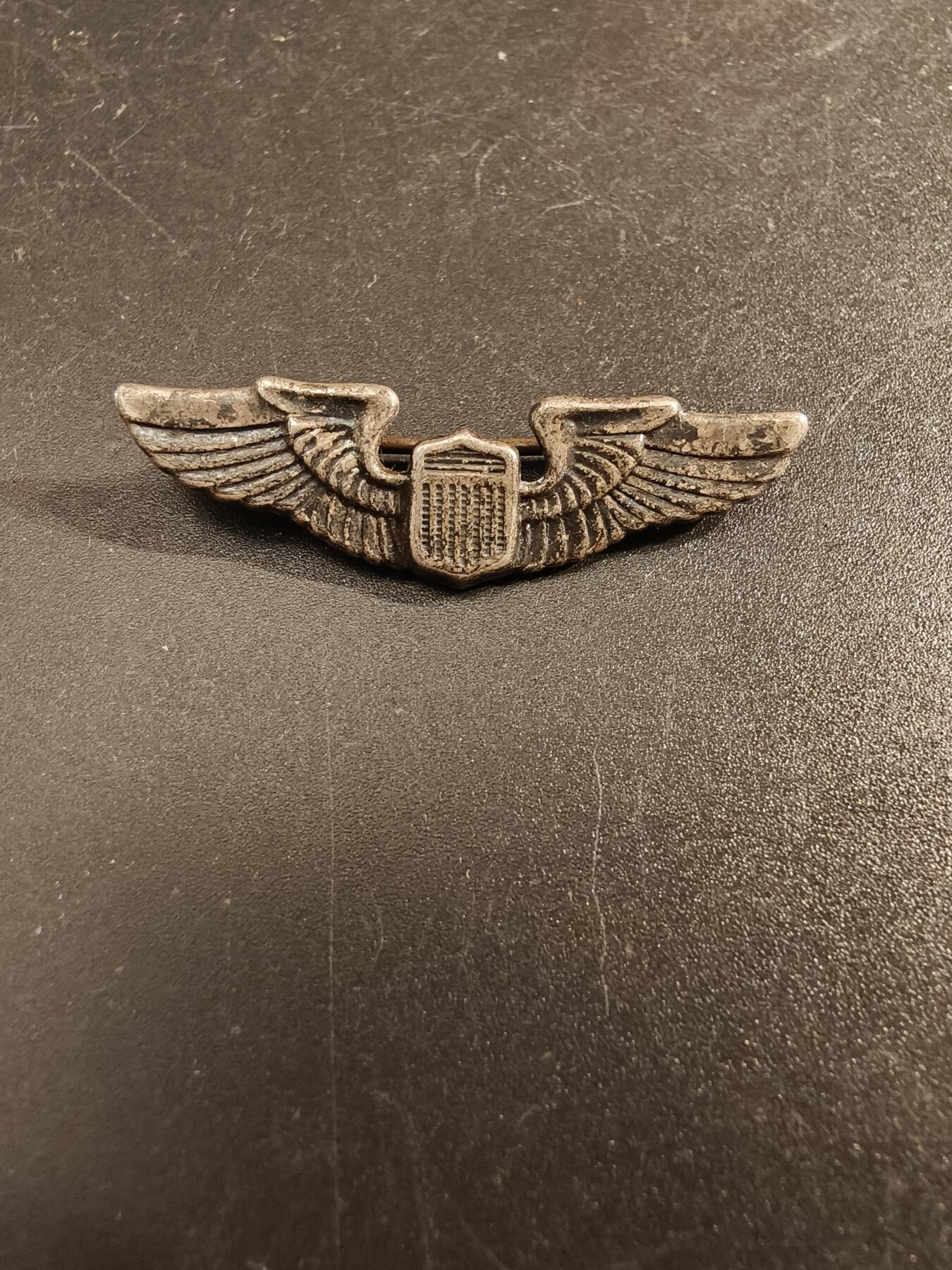 老王徽章第154期 美国二战陆军航空兵飞行员技能章    二战时期横针版    925银    1.5英寸 