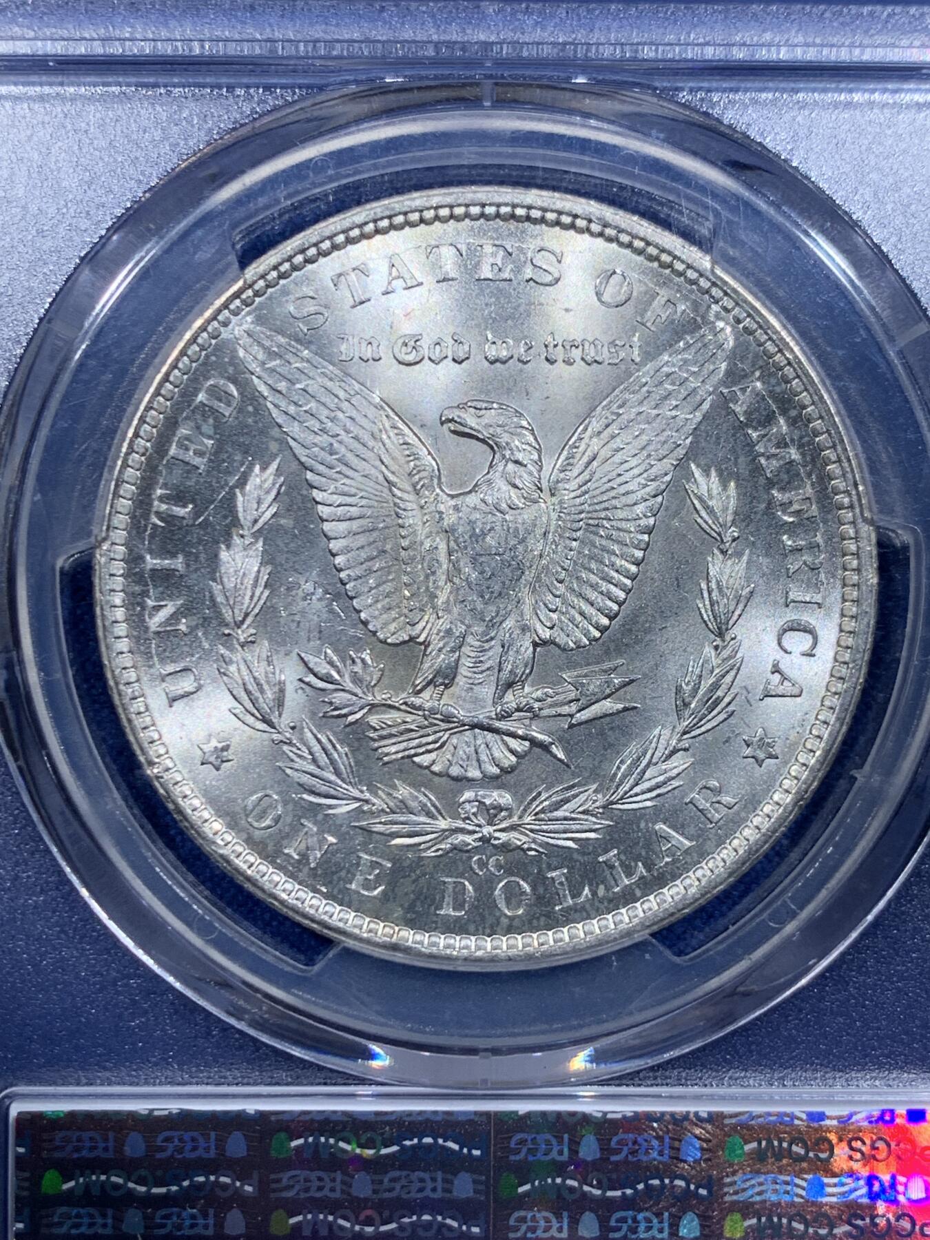 《竞宝斋》第425场 周日，周一  2场连拍 （全场包邮） PCGS MS64 美国1883-CC 摩根1美元银币 稀有卡森厂 高分十字转光