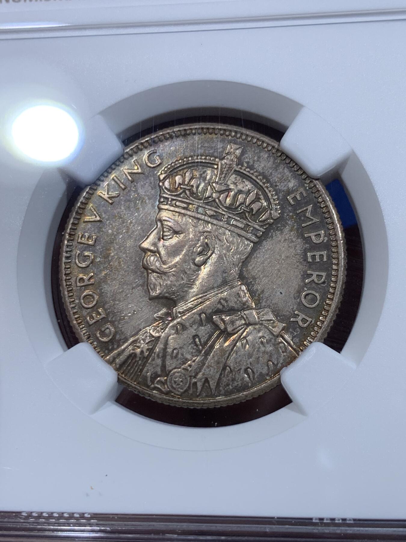 《竞宝斋》第425场 周日，周一  2场连拍 （全场包邮） 名誉品 NGC MS64 澳大利亚 1934-35 乔治五世 维多利亚州和墨尔本建城一百周年纪念银币 2023年同分6800成交