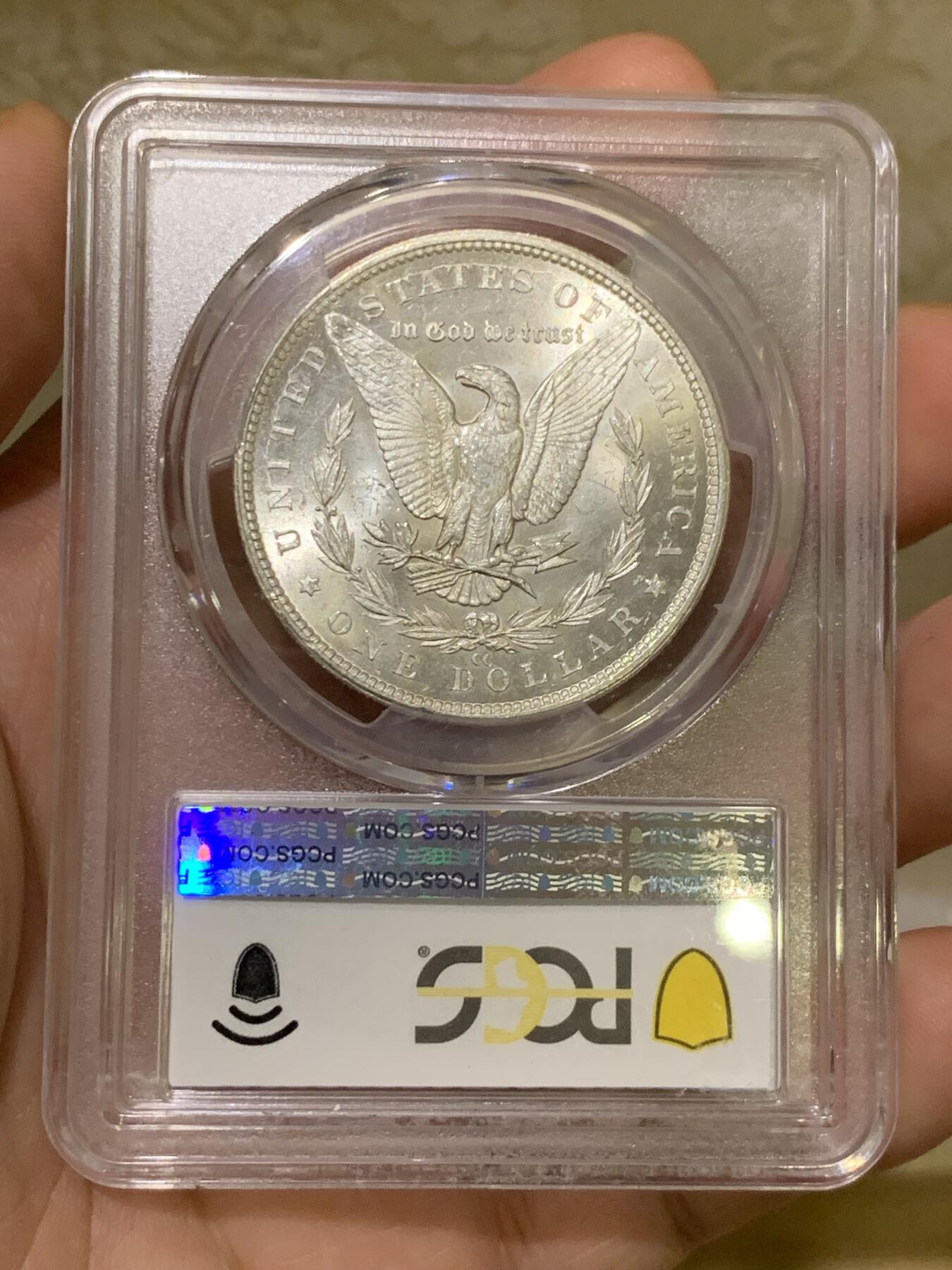 《竞宝斋》第425场 周日，周一  2场连拍 （全场包邮） PCGS MS64 美国1883-CC 摩根1美元银币 稀有卡森厂 高分十字转光