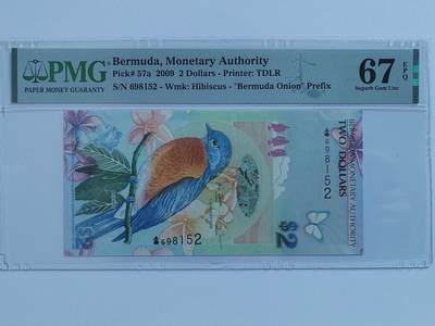 PMG67 百慕大 2 元蓝鸟 钞全新UNC 洋葱冠 首发冠IBNS获奖 钞最佳 2009 全程无47 - PMG67 百慕大 2 元蓝鸟 钞全新UNC 洋葱冠 首发冠IBNS获奖 钞最佳 2009 全程无47