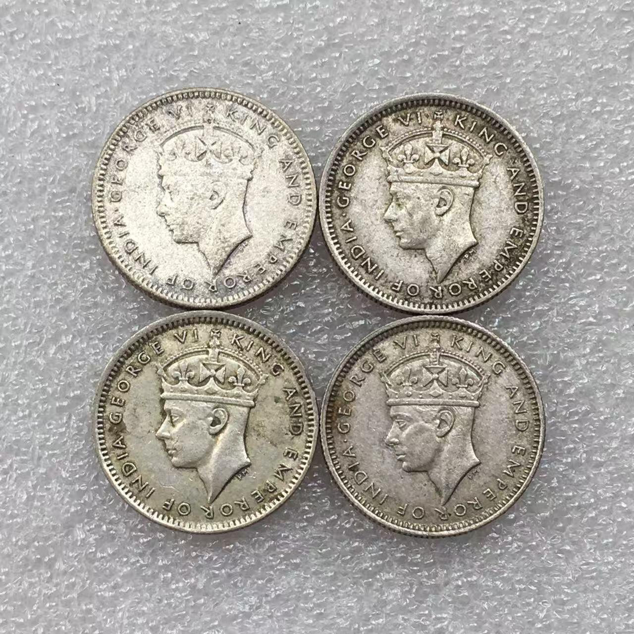 世界钱币专场拍卖 1943年英属海峡乔治六世10分银币 4枚一组