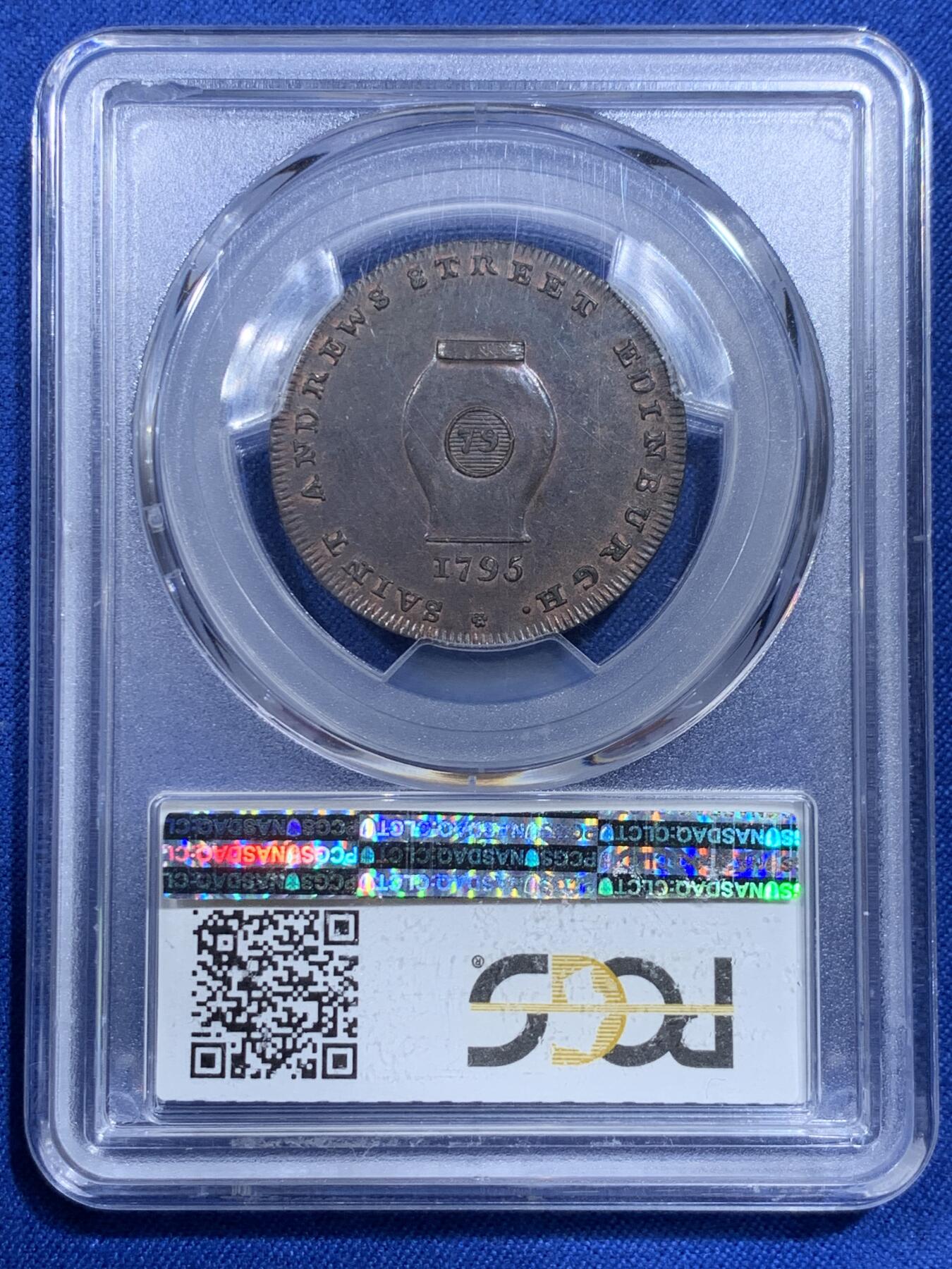 《竞宝斋》第425场 周日，周一  2场连拍 （全场包邮） PCGS MS63BN 英国 苏格兰 1795年 洛锡安人 1/2便士 代币 非常少见的品种 深打细节 可藏