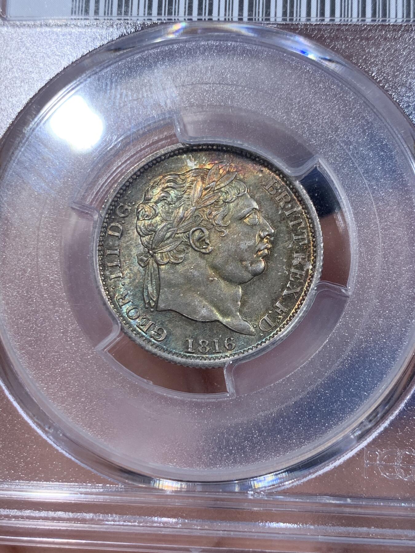《竞宝斋》第425场 周日，周一  2场连拍 （全场包邮） PCGS MS64 英国 1816年 乔治三世 1先令 银币