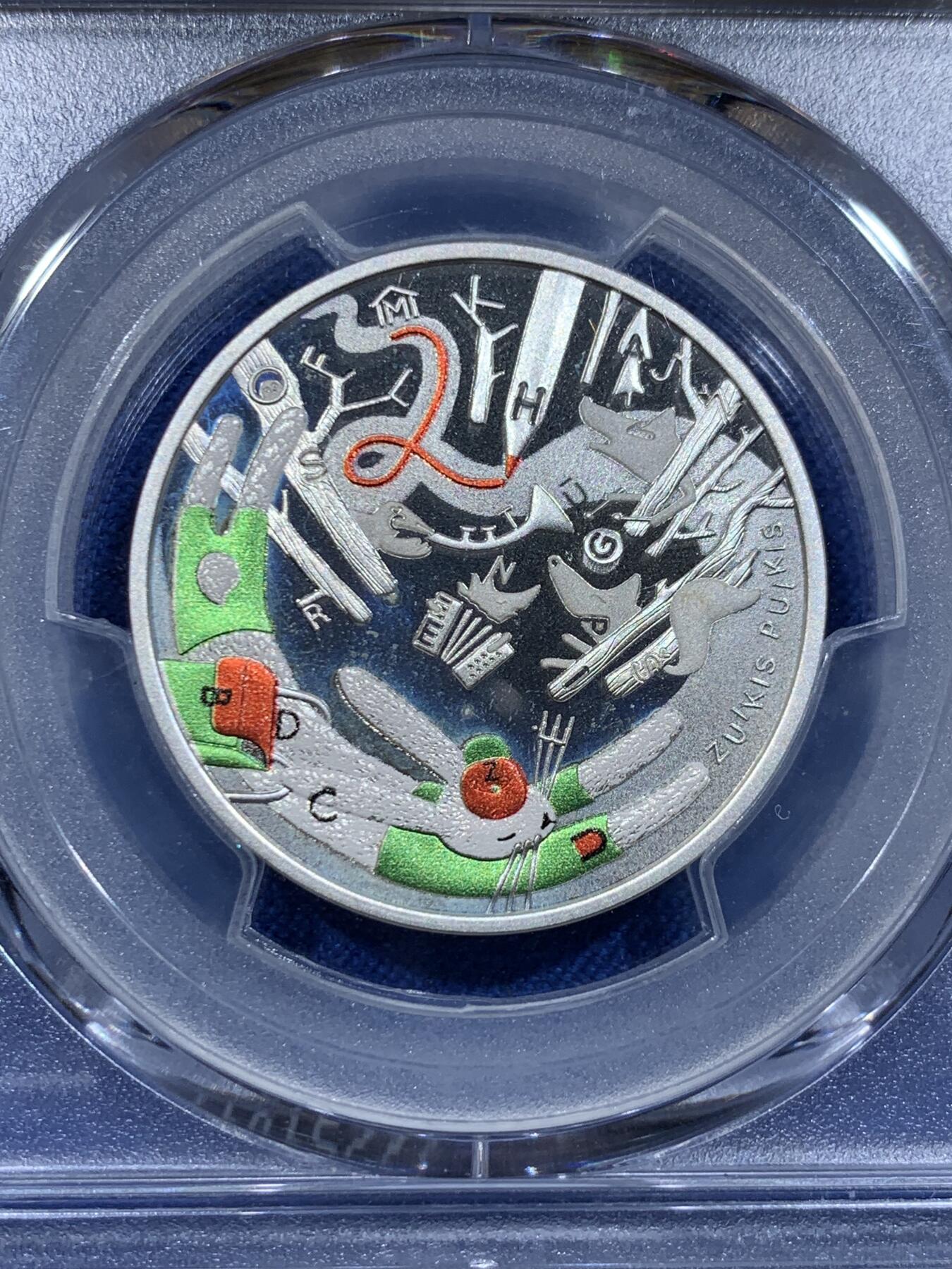 《竞宝斋》第425场 周日，周一  2场连拍 （全场包邮） PCGS PR68DCAM 立陶宛2022年我童年的故事-Zuikis Puikis银币 925银 12.44g