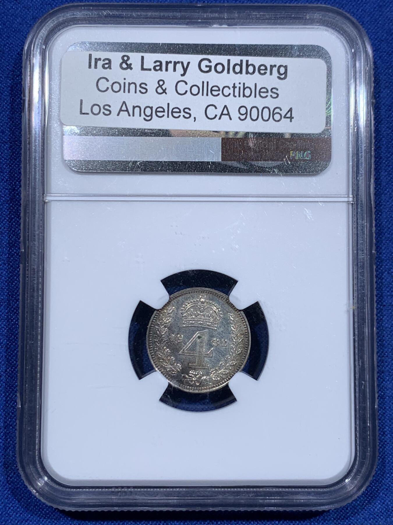 《竞宝斋》第425场 周日，周一  2场连拍 （全场包邮） 四枚一组 NGC UNC 英国1932年乔治五世灌足节一套（外拍编号保留，细节不错）