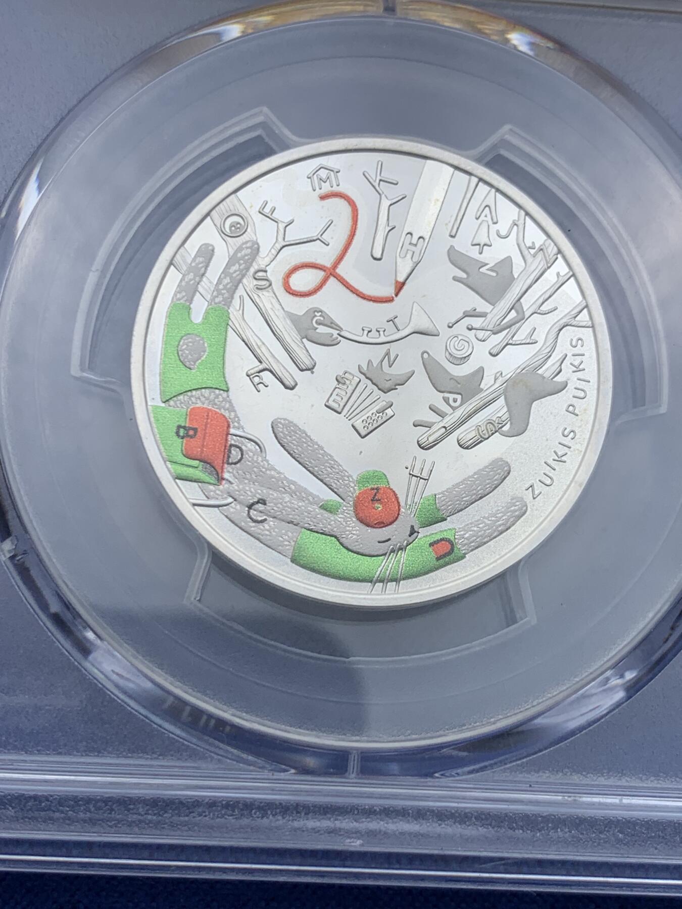 《竞宝斋》第425场 周日，周一  2场连拍 （全场包邮） PCGS PR68DCAM 立陶宛2022年我童年的故事-Zuikis Puikis银币 925银 12.44g