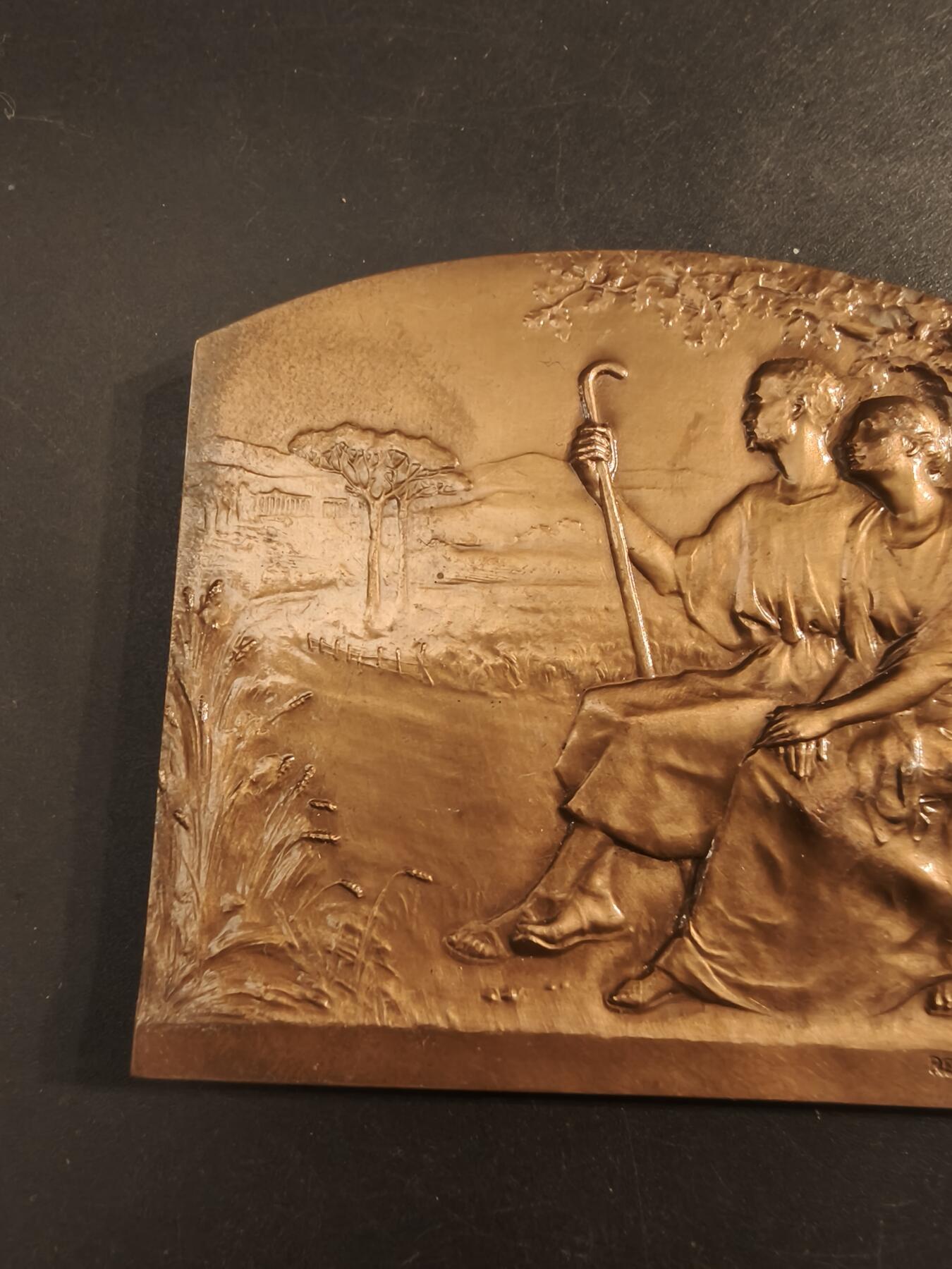 老王徽章第154期  法国婚姻纪念方形大铜章    大尺寸70×62mm.   重量187g