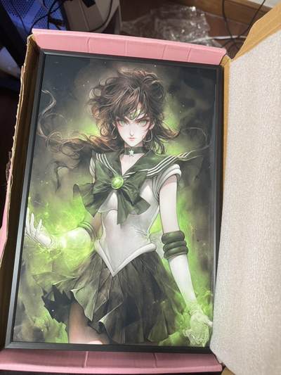 秋萤阁第24期 (10月7日周五晚上22点截拍，欢迎竞拍)  - 美少女战士 晶光画 相框画 全新 A4大小