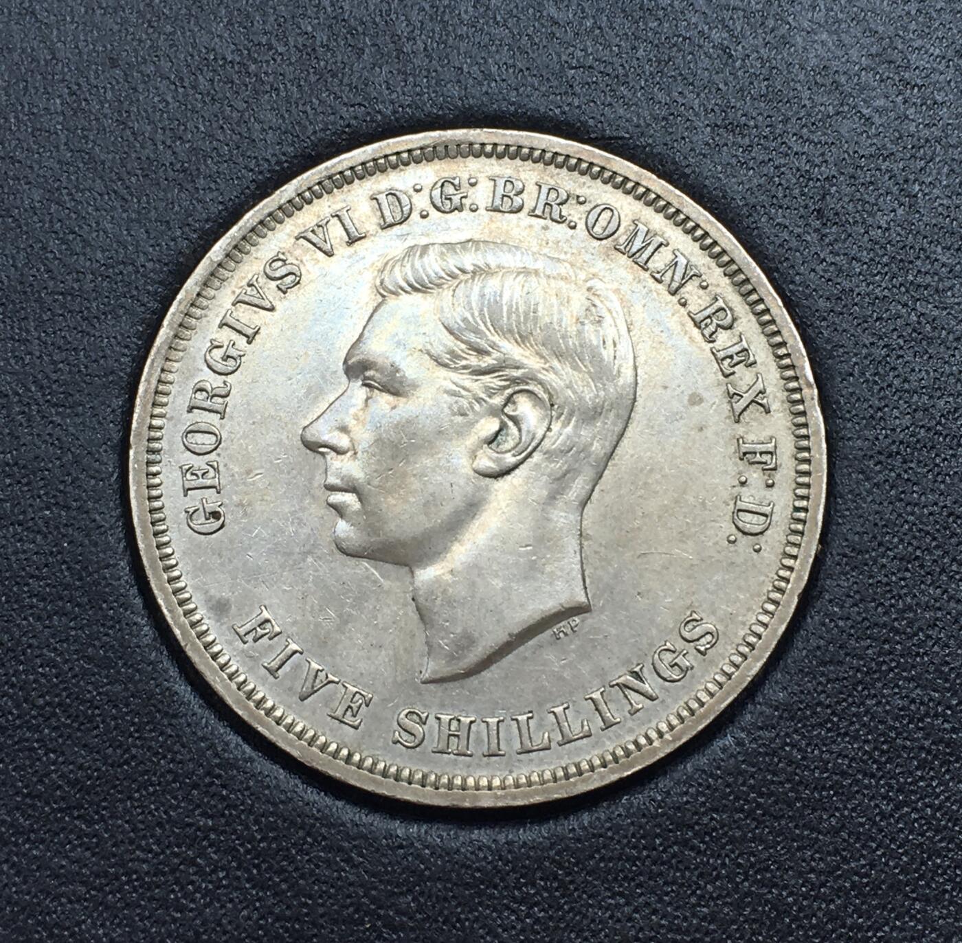 世界钱币专场拍卖 原光好品1951年英国乔治六世马剑1克朗镍币 28.2克