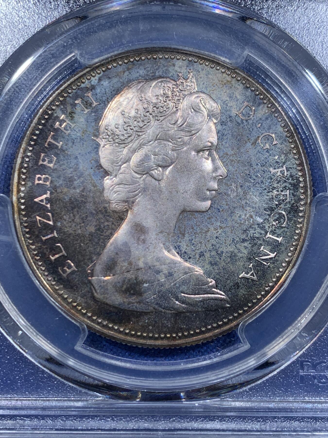 《竞宝斋》第425场 周日，周一  2场连拍 （全场包邮） PCGS PR64CAM 加拿大1967年精制大雁1元 紫红色包浆