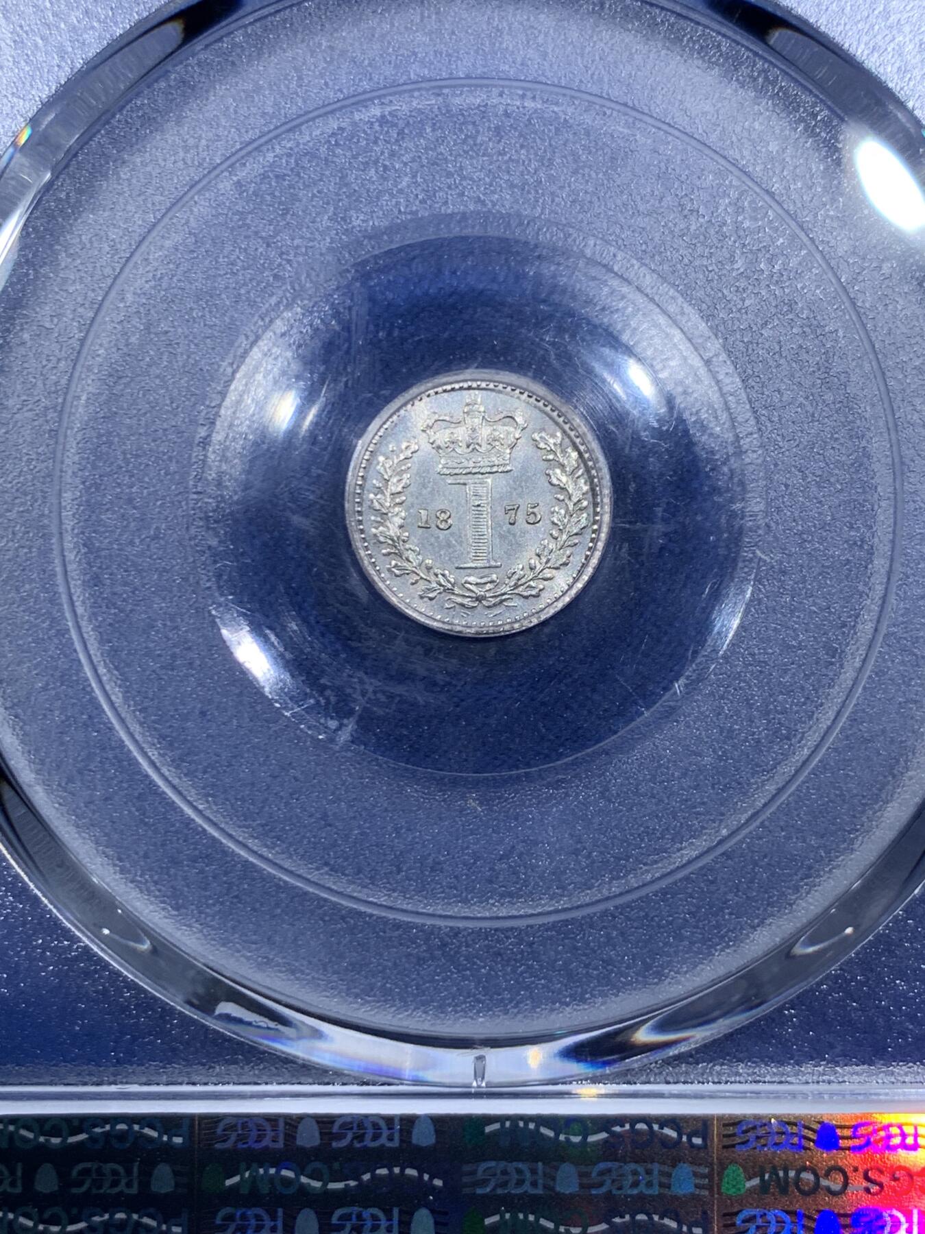 《竞宝斋》第425场 周日，周一  2场连拍 （全场包邮） 四枚一组 PCGS PL UNC-64 英国1875小维濯足币，原光状态，打制犀利，可惜一枚没给分，非常少的品种。细节见图