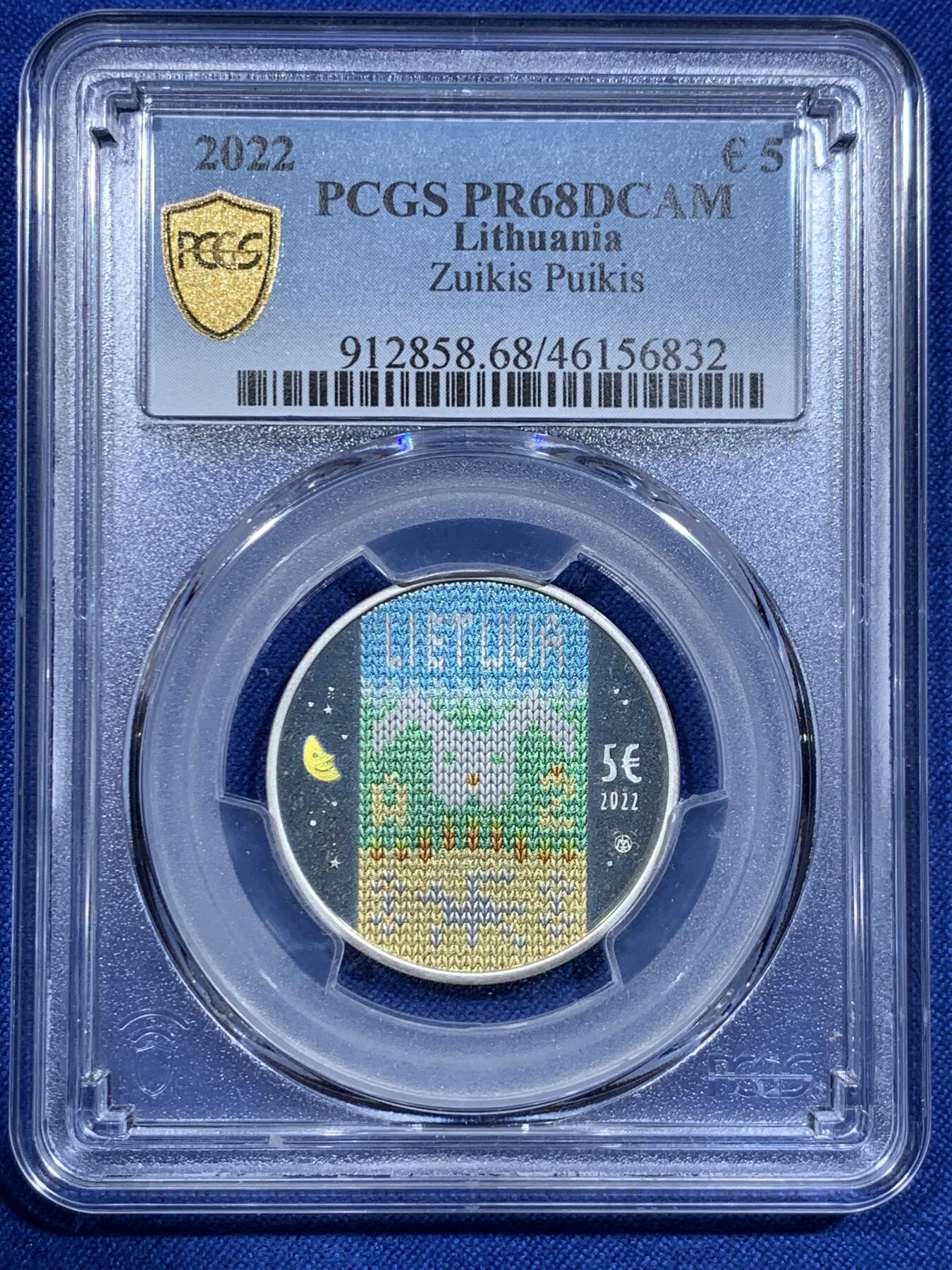 《竞宝斋》第425场 周日，周一  2场连拍 （全场包邮） PCGS PR68DCAM 立陶宛2022年我童年的故事-Zuikis Puikis银币 925银 12.44g