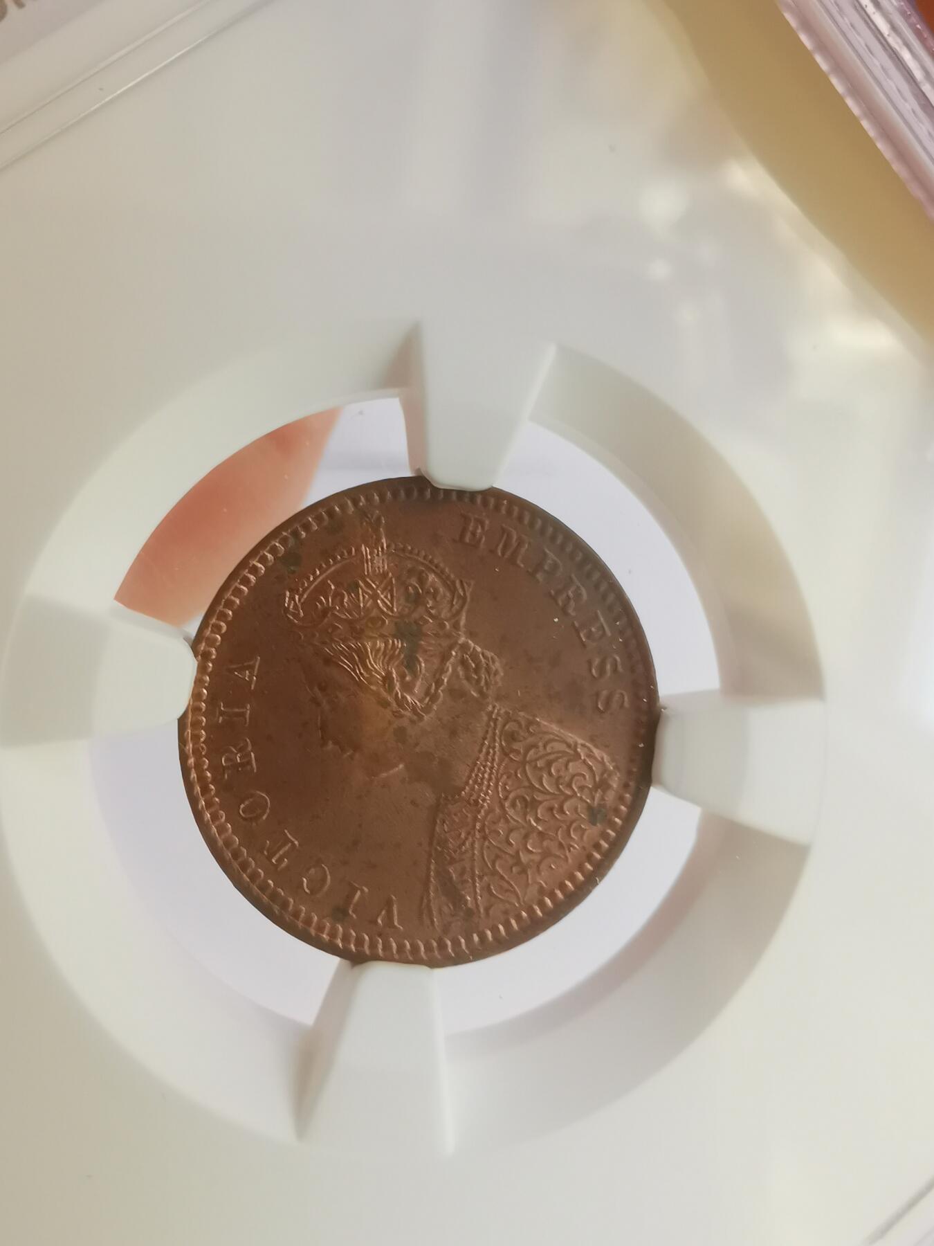 巨藏钱币第三期10月7日8点古今中外硬币套装银币 NGC-MS62英属印度1898年1/12安娜铜币