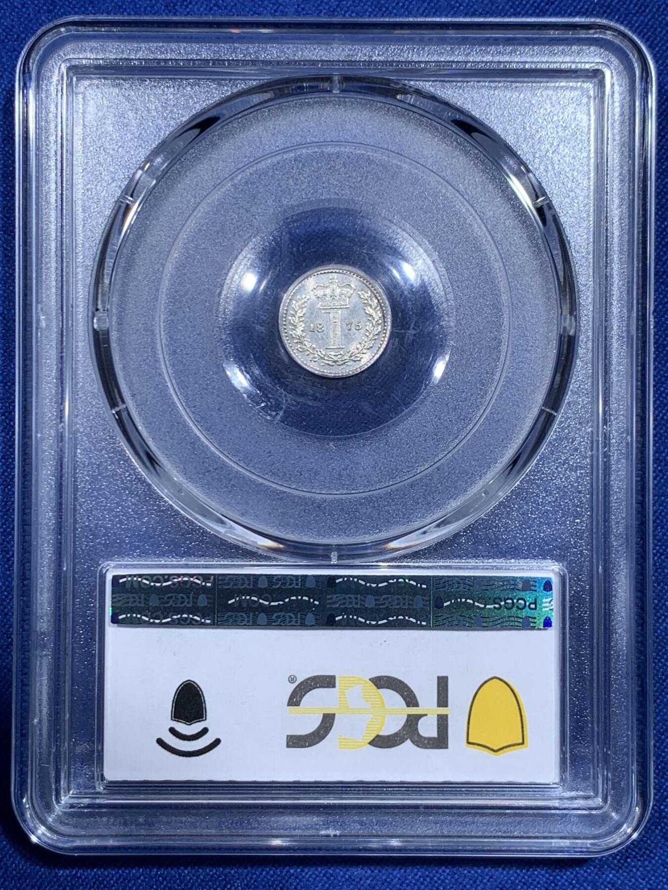 《竞宝斋》第425场 周日，周一  2场连拍 （全场包邮） 四枚一组 PCGS PL UNC-64 英国1875小维濯足币，原光状态，打制犀利，可惜一枚没给分，非常少的品种。细节见图