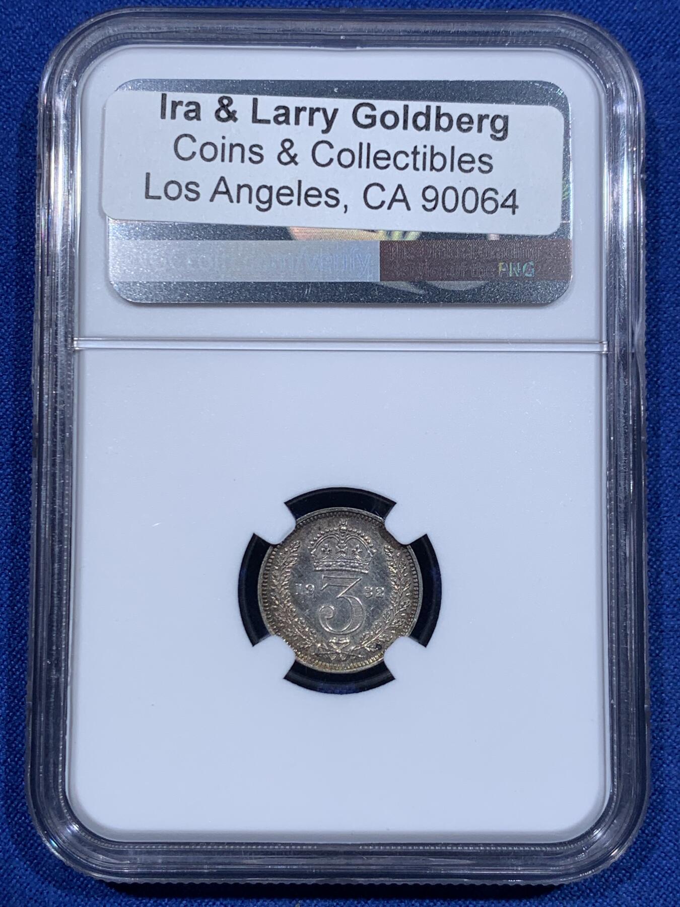 《竞宝斋》第425场 周日，周一  2场连拍 （全场包邮） 四枚一组 NGC UNC 英国1932年乔治五世灌足节一套（外拍编号保留，细节不错）
