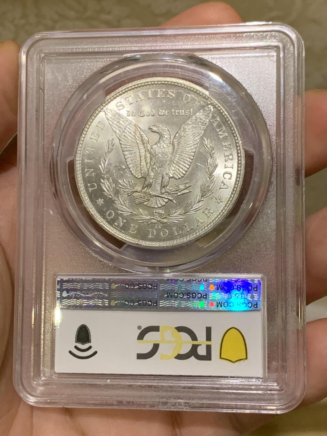 《竞宝斋》第425场 周日，周一  2场连拍 （全场包邮） PCGS MS64 美国1883-CC 摩根1美元银币 稀有卡森厂 高分十字转光