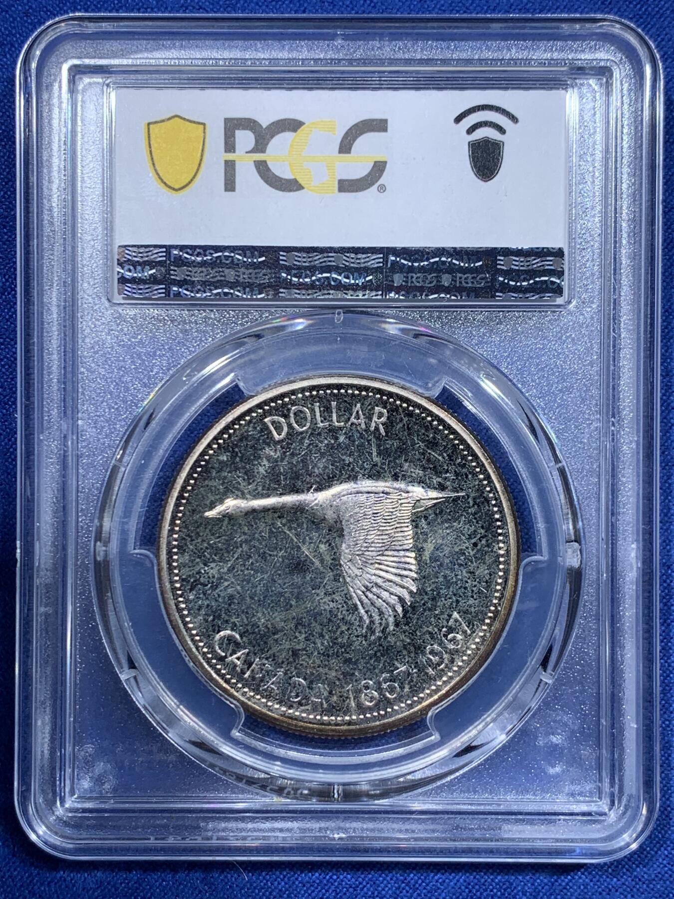《竞宝斋》第425场 周日，周一  2场连拍 （全场包邮） PCGS PR64CAM 加拿大1967年精制大雁1元 紫红色包浆