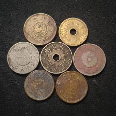 【全场包邮】纯粹捡漏拍466场-待排序 - 日本大正-昭和中期各年份散币7枚一组-含改版首版円