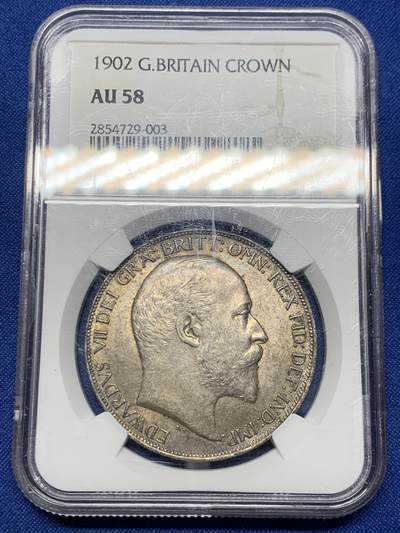 《竞宝斋》第425场 周日，周一  2场连拍 （全场包邮） - NGC AU58 英国1902年爱德华七世马剑大银币