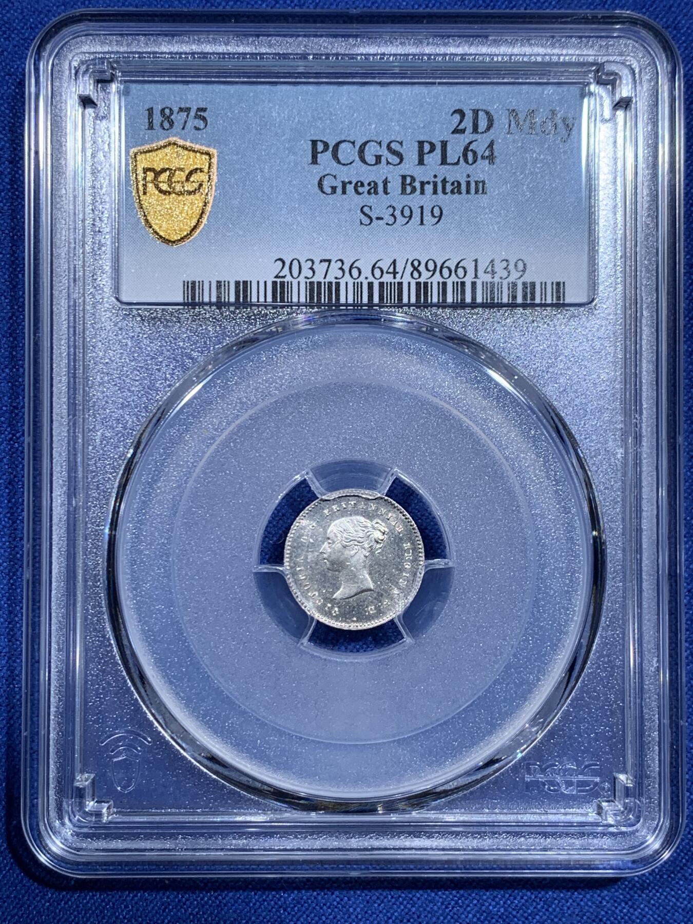 《竞宝斋》第425场 周日，周一  2场连拍 （全场包邮） 四枚一组 PCGS PL UNC-64 英国1875小维濯足币，原光状态，打制犀利，可惜一枚没给分，非常少的品种。细节见图