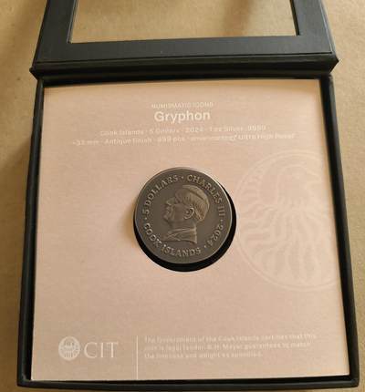 【币将精彩】世界钱币拍卖拍卖（2026-4-28） 库克2024年狮鹫仿古银币带证书包装