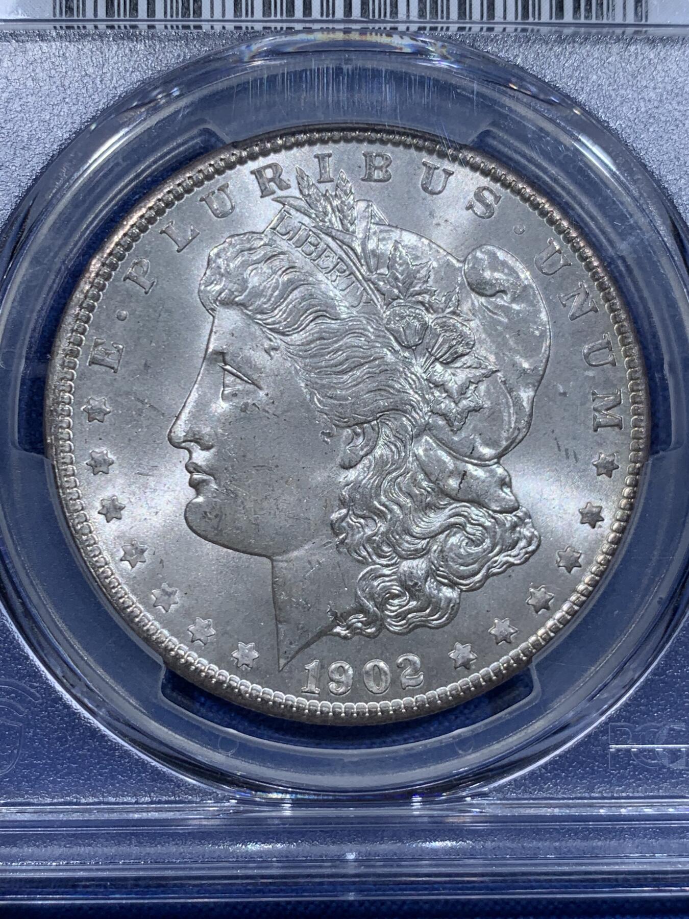 《竞宝斋》第425场 周日，周一  2场连拍 （全场包邮） PCGS MS64 美国1902年O版摩根一元银币 白净好品