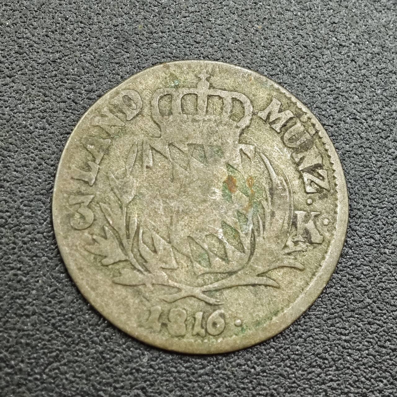 【淘币小摊】限时拍第七百五十九拍  国庆10连拍 小银币场 外出13号发货 满百包邮可预留两周  周一统一发货  德国1816年3克鲁泽银币