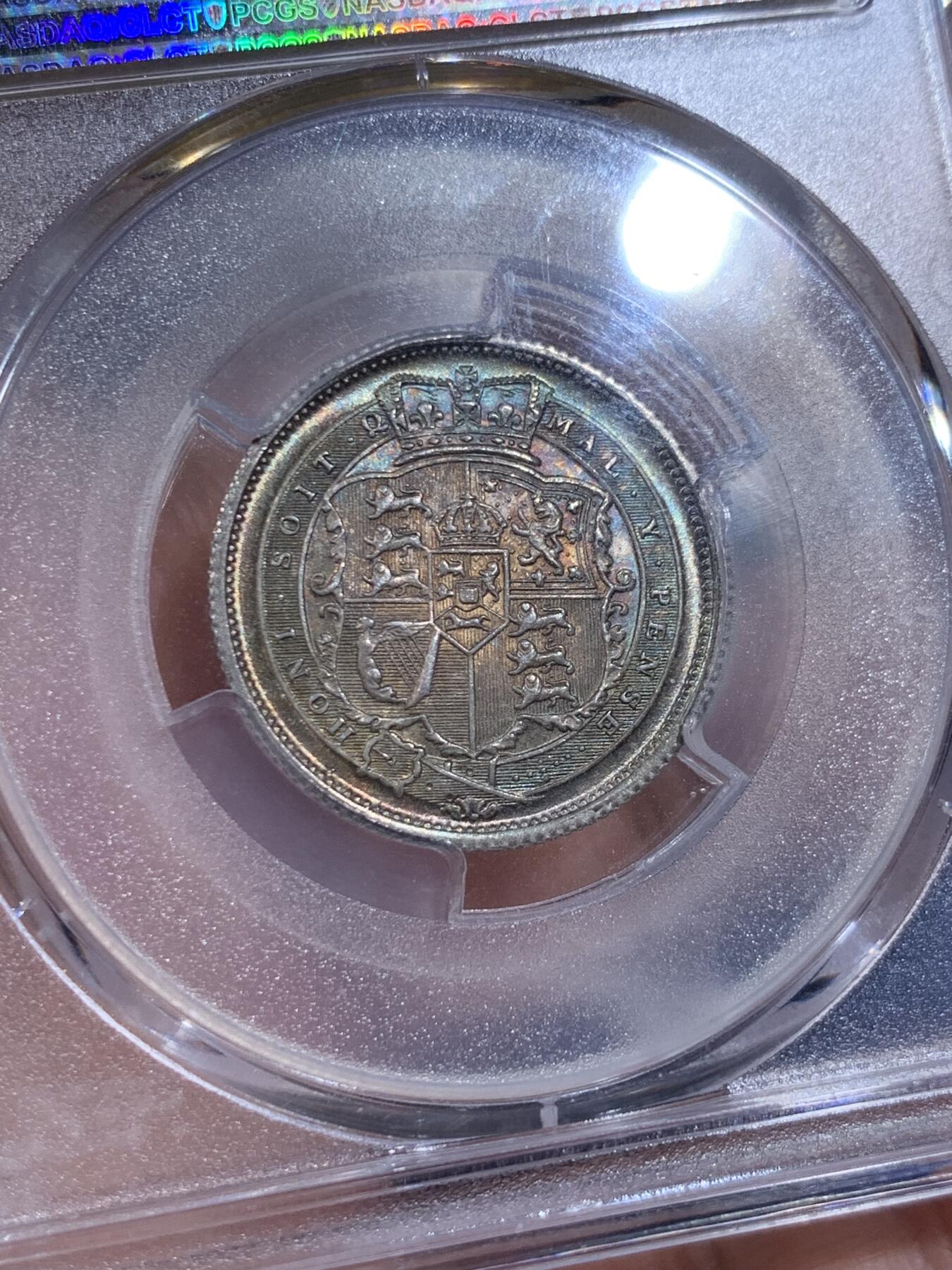 《竞宝斋》第425场 周日，周一  2场连拍 （全场包邮） PCGS MS64 英国 1816年 乔治三世 1先令 银币