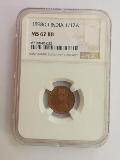 巨藏钱币第三期10月7日8点古今中外硬币套装银币 - NGC-MS62英属印度1898年1/12安娜铜币