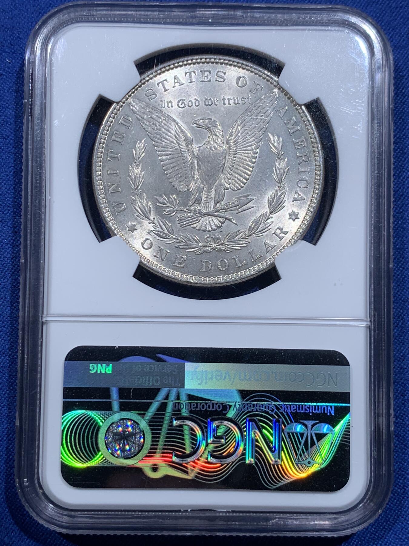 《竞宝斋》第425场 周日，周一  2场连拍 （全场包邮） NGC UNC 美国1882年摩根1美元银币