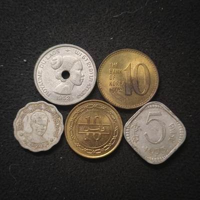 【全场包邮】纯粹捡漏拍466场-待排序 - 亚洲各国各年份散币5枚一组