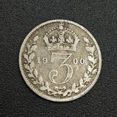 【淘币小摊】限时拍第七百五十九拍  国庆10连拍 小银币场 外出13号发货 满百包邮可预留两周  周一统一发货  - 英国1900年维多利亚3便士银币