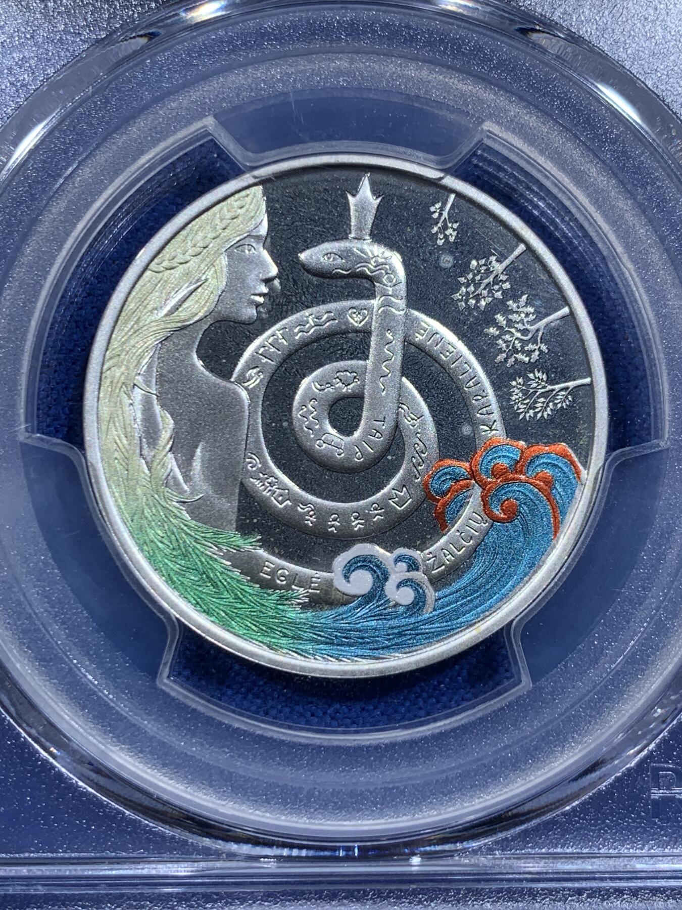 《竞宝斋》第426场 周日，周一  2场连拍 （全场包邮） PCGS PR67DCAM 立陶宛2021年我童年的故事-Eglė-蛇后银币 925银 12.44克