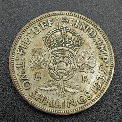 【淘币小摊】限时拍第七百五十九拍  国庆10连拍 小银币场 外出13号发货 满百包邮可预留两周  周一统一发货  - 英国1937年乔治六世2先令银币