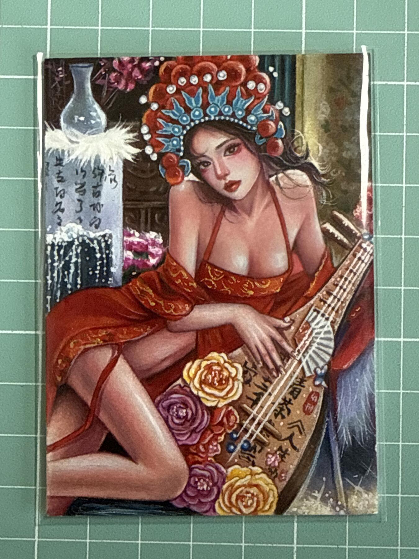 卡牌发烧友第十八期，祝各位中秋节快乐，本期参与拍卖的，随单带裸卡，进群享包邮（持续收拍品，每周六晚23:50截拍，焱卡文化，卡牌专场） 【亲签手绘卡】墨婉文化 乾坤未定 戏曲虞姬 1/1 手绘卡 