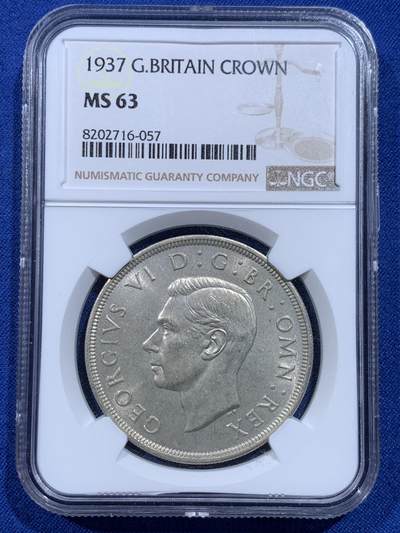 《竞宝斋》第426场 周日，周一  2场连拍 （全场包邮） - NGC MS63 英国 1937年 乔治六世加冕 1克朗 银币