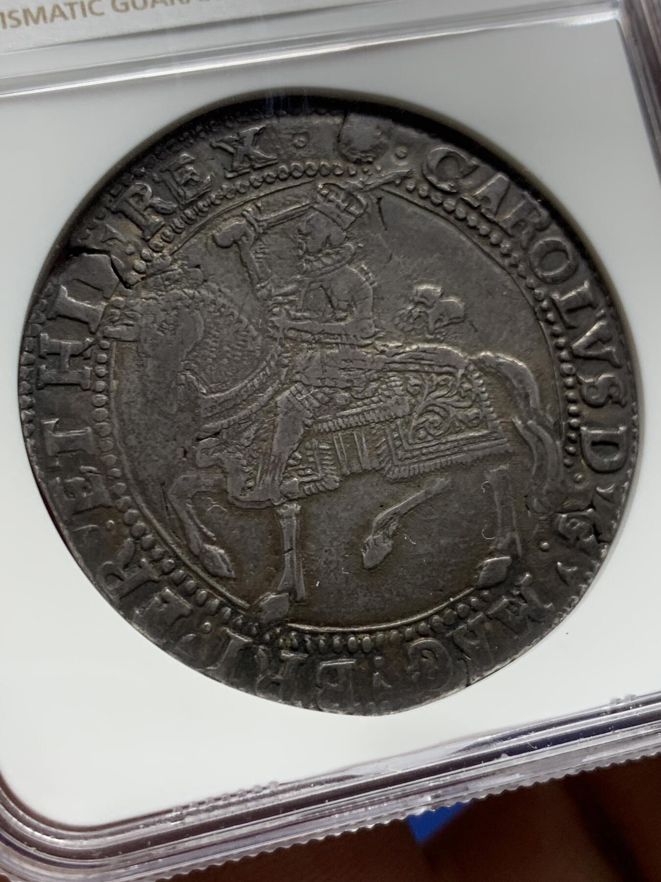 《竞宝斋》第426场 周日，周一  2场连拍 （全场包邮） PCGS XF40 英国 1625 查理一世克朗，查理一世克朗中最少的版别之一，早期上海NGC低评，外拍AU有分价格超10000镑