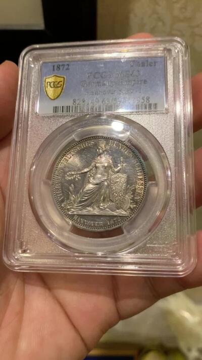 《竞宝斋》第426场 周日，周一  2场连拍 （全场包邮） PCGS MS63 德国1872年汉诺威射击节女神泰勒章型银币 发行仅6317枚 图像精制感十足 镜面底板