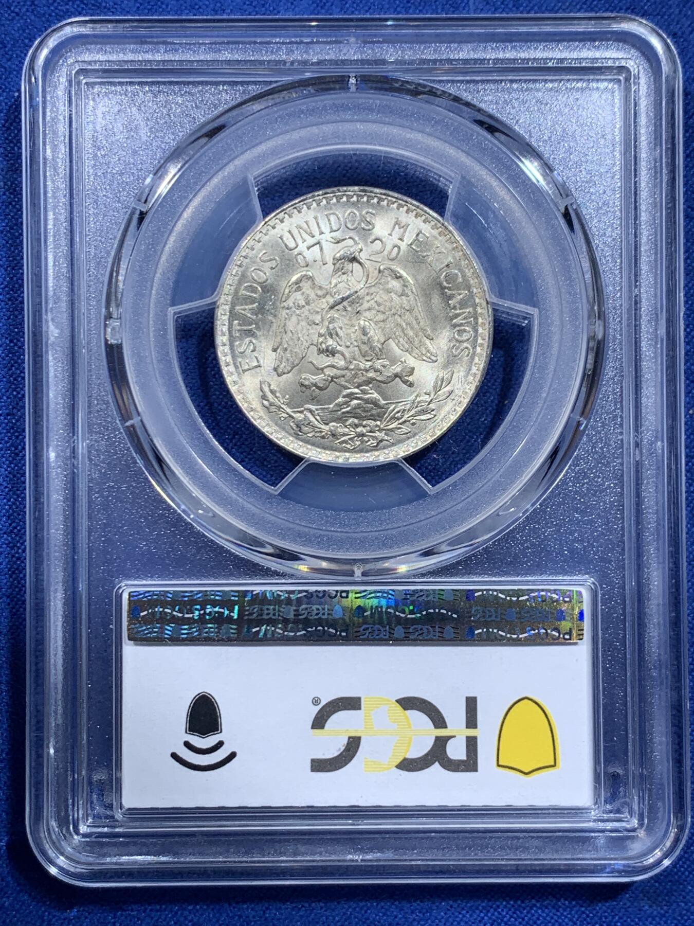 《竞宝斋》第426场 周日，周一  2场连拍 （全场包邮） PCGS MS66 墨西哥1943年鹰洋50分银币，原卷原光，一步到位的藏品，无需换藏的品相。