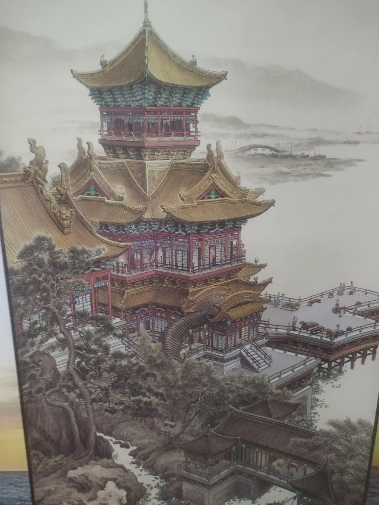 综合 江楼夜月图。130—45cm。