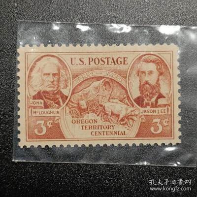 ↓君缘收藏614期☞钱币邮品↓无佣金、可寄存、满30元包邮  - 美国邮票，1948年俄勒冈领土百年雕刻版