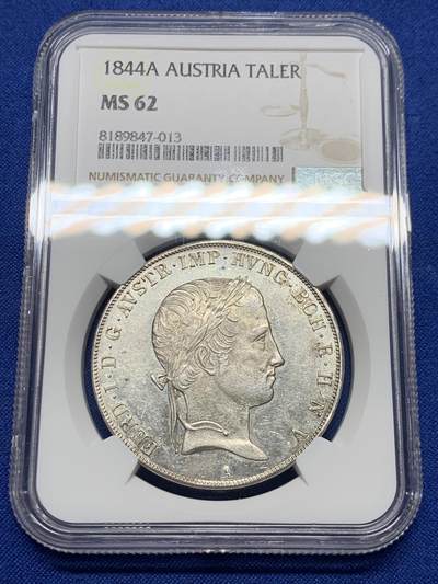 《竞宝斋》第426场 周日，周一  2场连拍 （全场包邮） - 亚军分 NGC  MS62 奥地利帝国 1844年  斐迪南一世 泰勒大银币 少见的大头版本