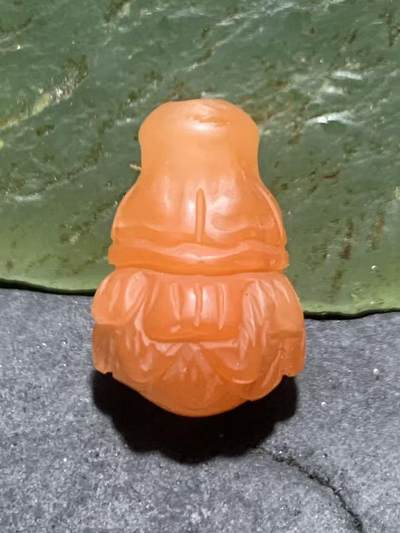 精美川料樱桃红南红玛瑙雕刻莲花一体佛头三通一个 - 精美川料樱桃红南红玛瑙雕刻莲花一体佛头三通一个