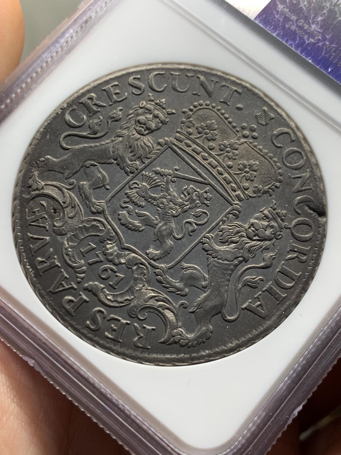 《竞宝斋》第426场 周日，周一  2场连拍 （全场包邮） NGC AU53 荷兰 1761年 乌特勒支 1杜卡特 骑士马剑大银币 中期年份 打制极好 细节见图