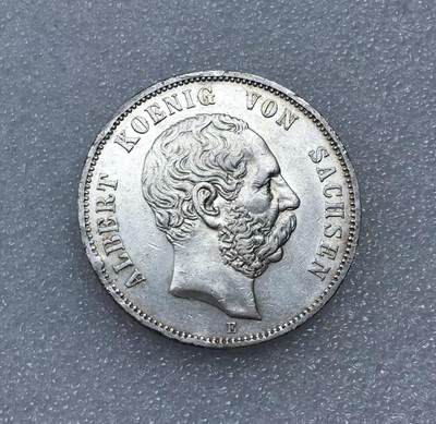 世界钱币专场拍卖 - 1902年德国萨克森阿尔伯特5马克流通银币