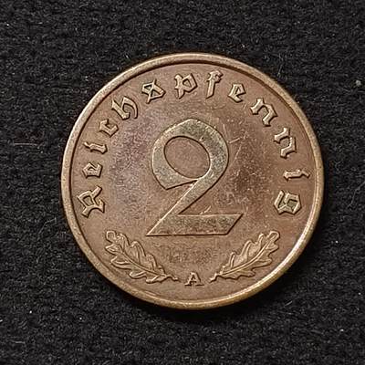 【全场包邮】纯粹捡漏拍466场-待排序 - 德国第三帝国1940年2芬妮铜币