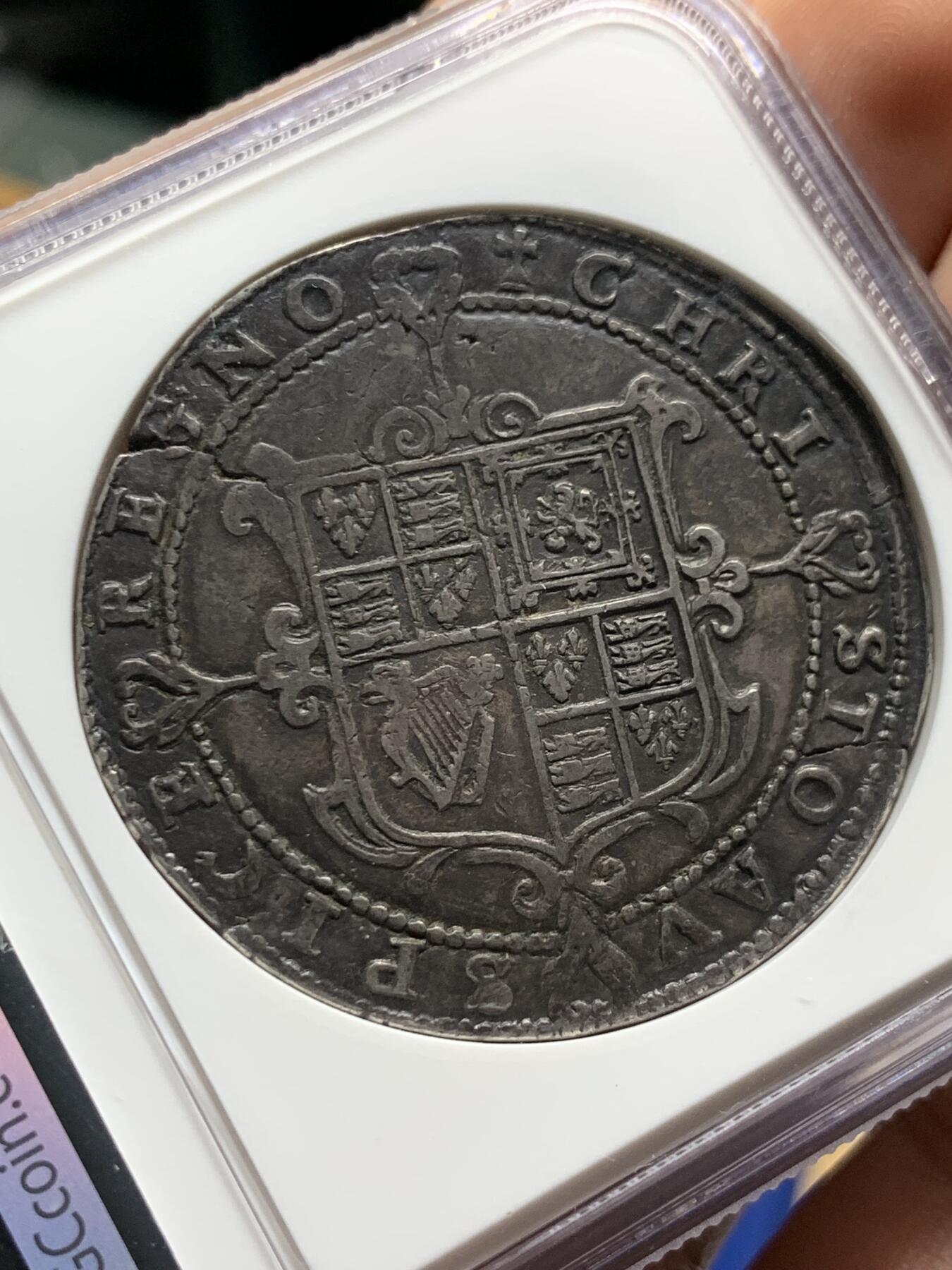 《竞宝斋》第426场 周日，周一  2场连拍 （全场包邮） PCGS XF40 英国 1625 查理一世克朗，查理一世克朗中最少的版别之一，早期上海NGC低评，外拍AU有分价格超10000镑